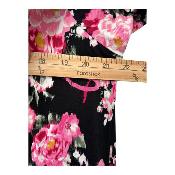 Torrid Super Soft Top Size 1X Black Floral Breast Cancer Ribbon Favorite Tunic - Picture 10 of 12